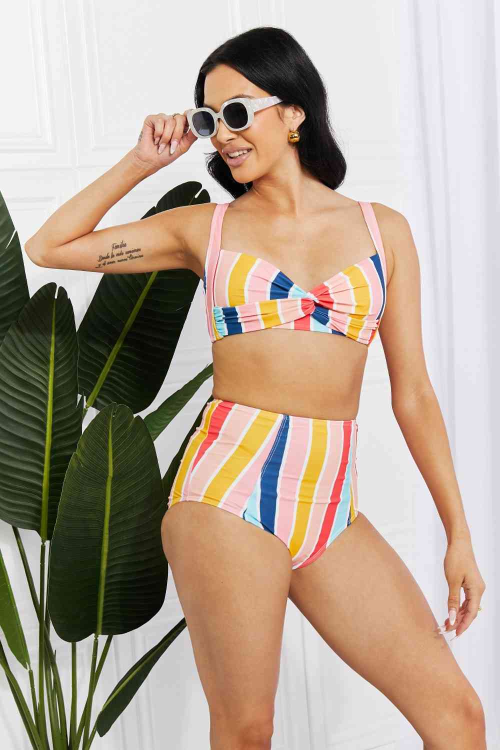 Twist High-Rise Bikini in Stripe