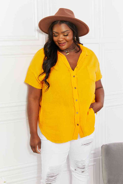 Plus Size Summer Breeze Gauze Short Sleeve Shirt