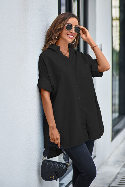 Plus Size Button Up Long Sleeve Shirt