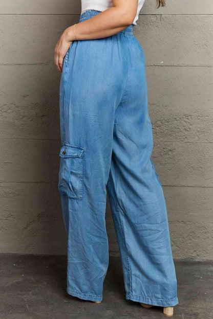 Plus Size Denim Cargo Pants