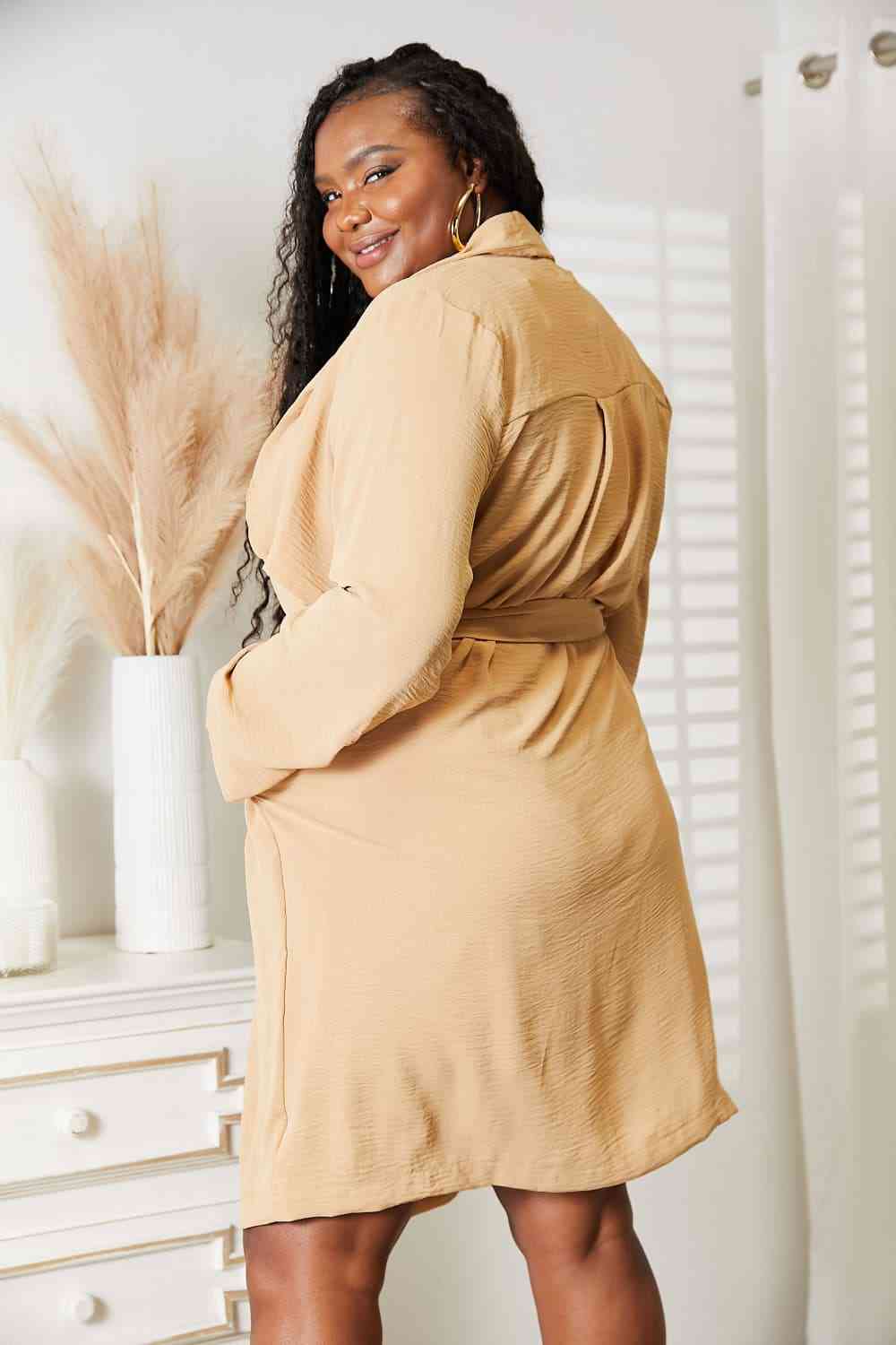 Plus Size Tied Trench Coat with Pockets