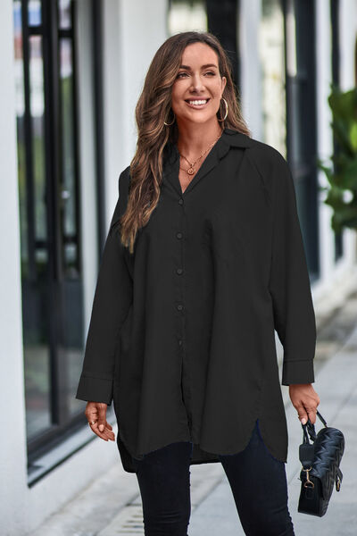 Plus Size Button Up Long Sleeve Shirt