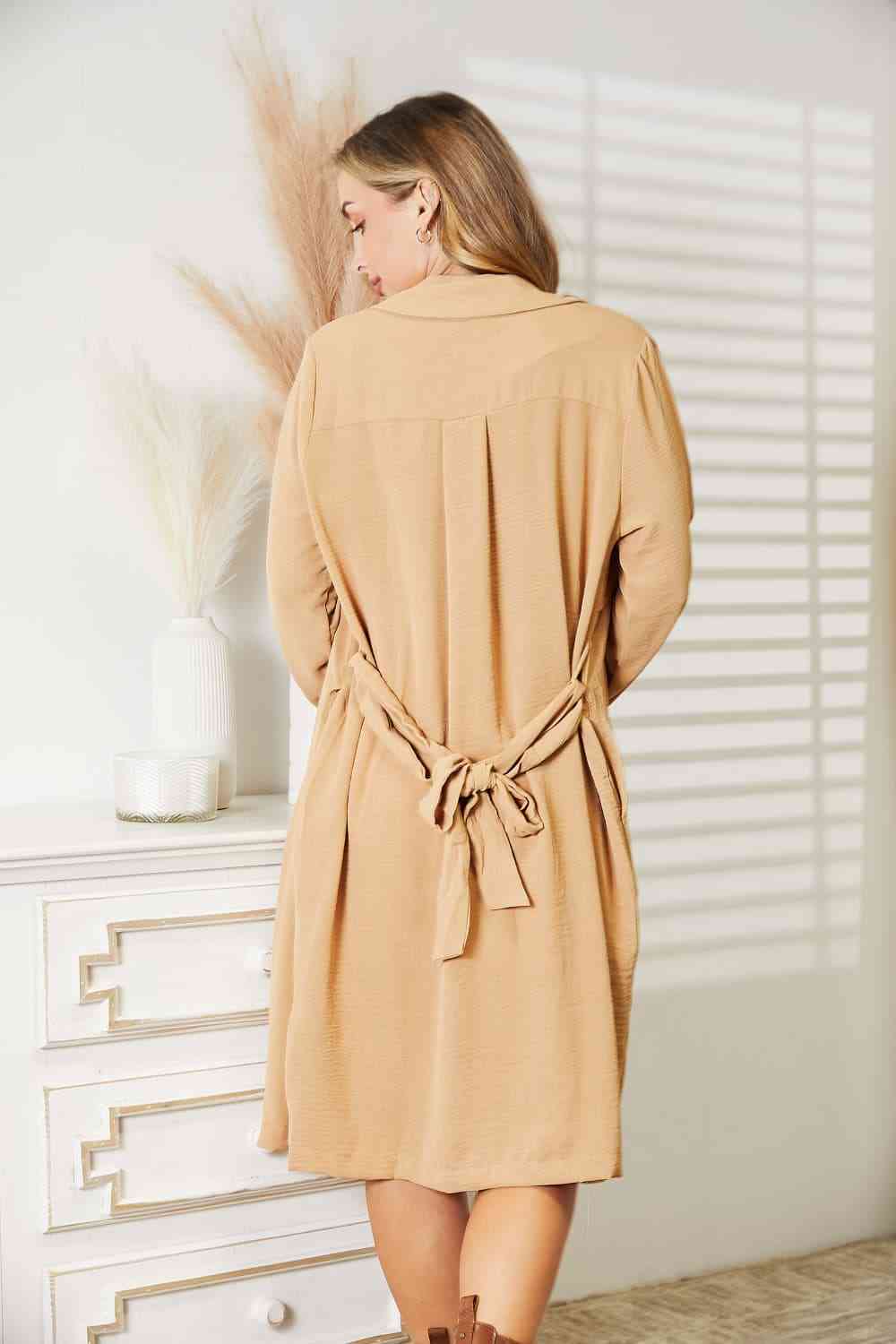 Plus Size Tied Trench Coat with Pockets