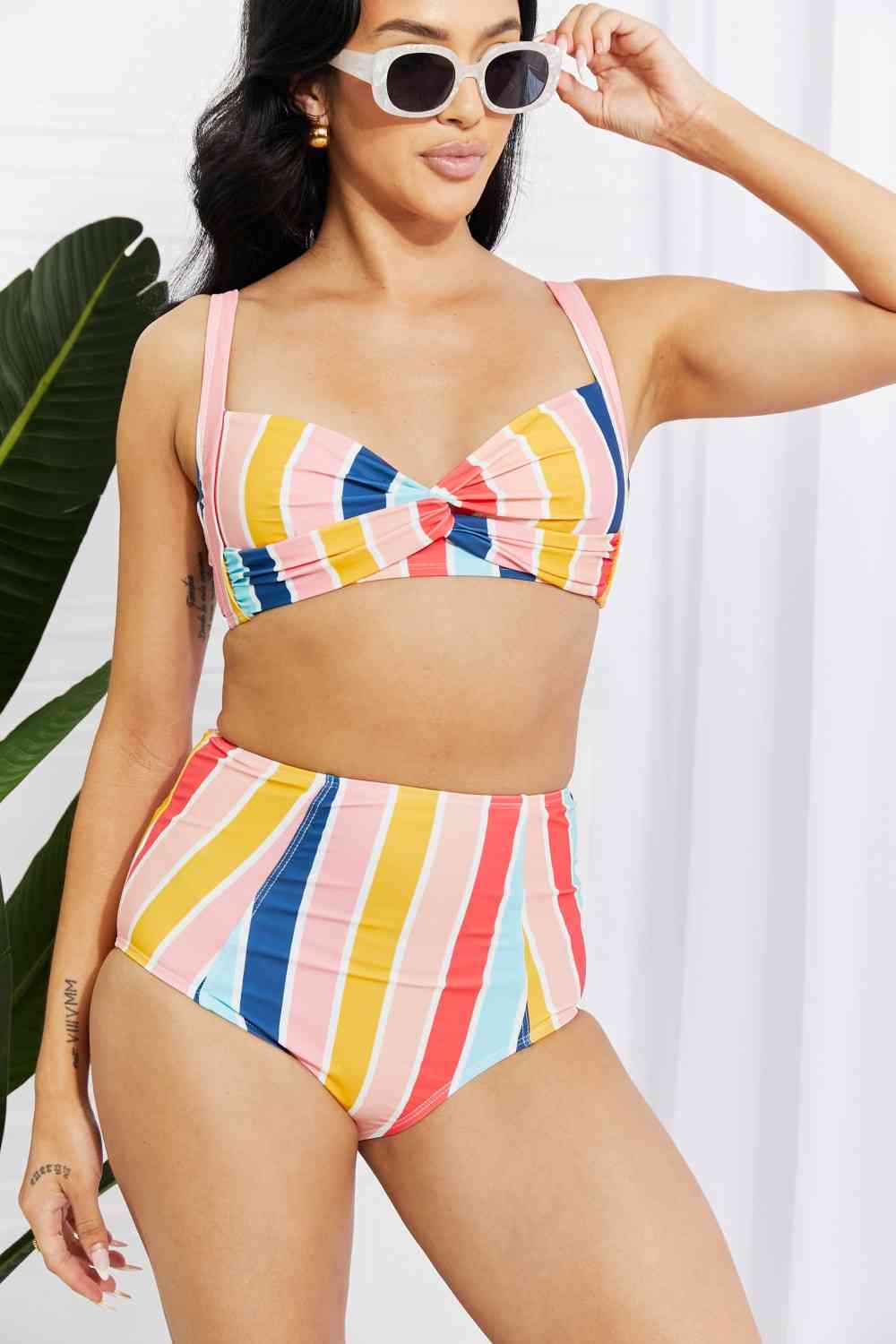 Twist High-Rise Bikini in Stripe