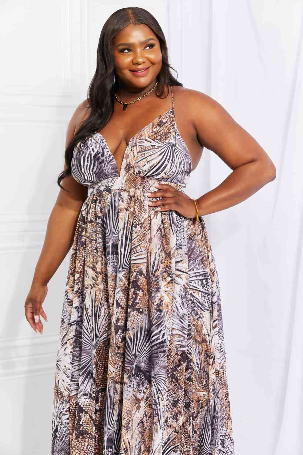 Plus Size Piecing It Together Printed Sleeveless Dress