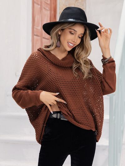 Mock Neck Dropped Shoulder Sweater