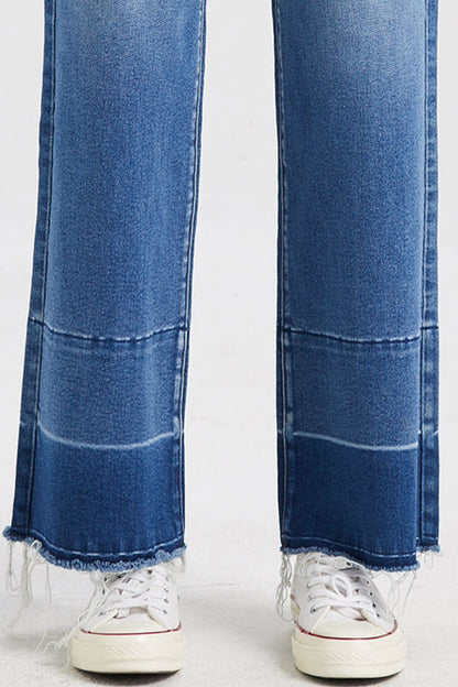 Plus Size High Waist Cat's Whisker Wide Leg Jeans