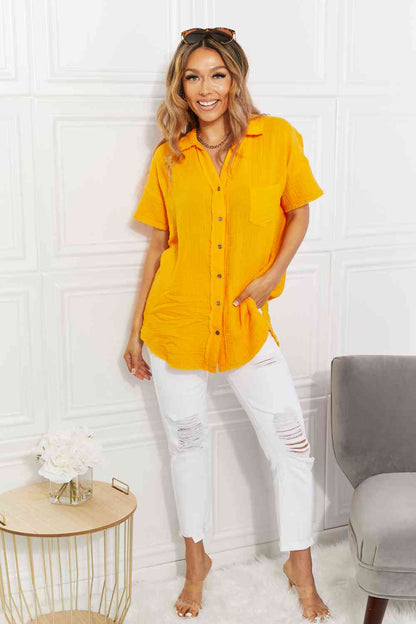 Plus Size Summer Breeze Gauze Short Sleeve Shirt