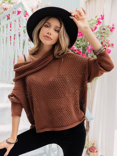 Mock Neck Dropped Shoulder Sweater