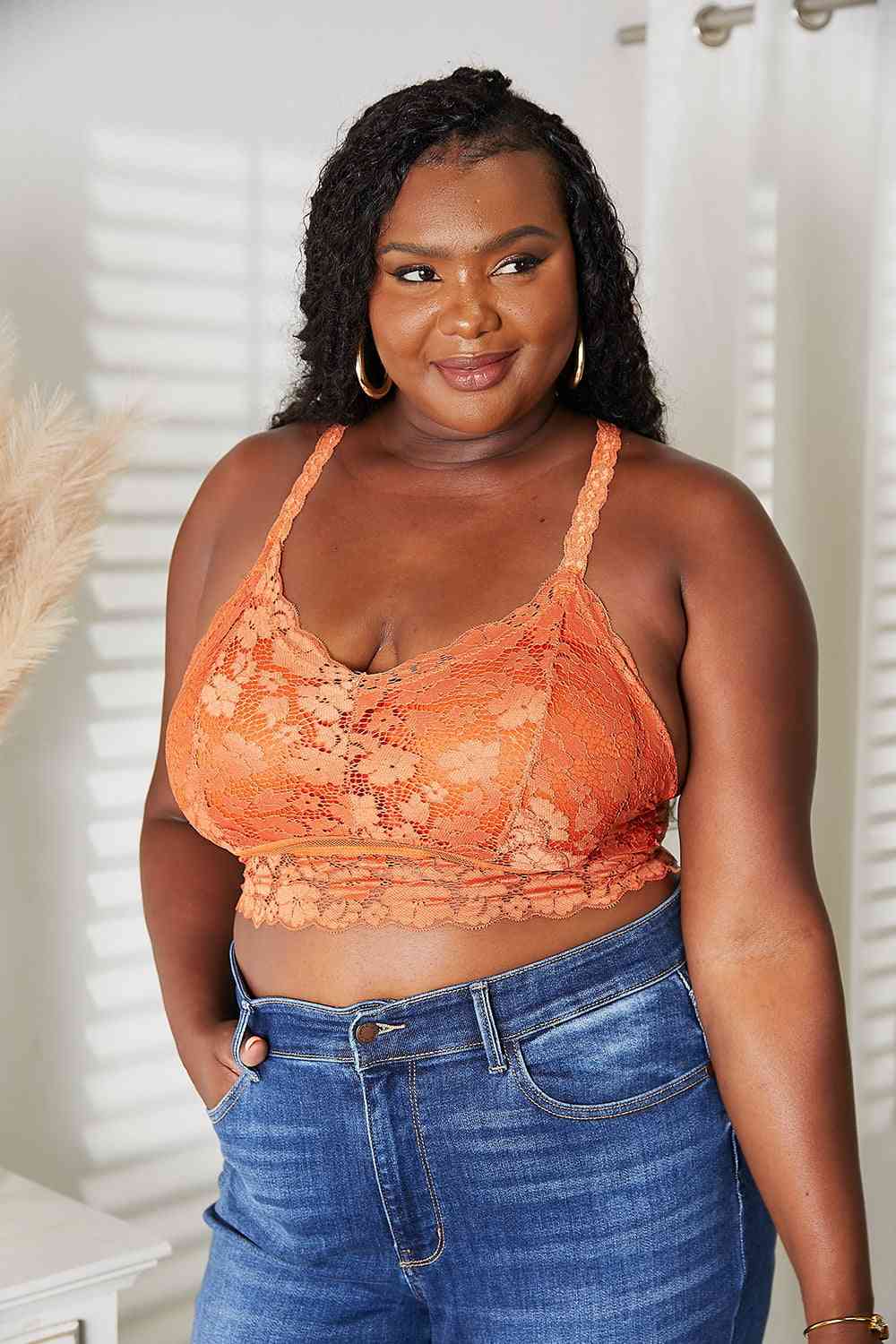 Plus Size Crisscross Lace Bralette