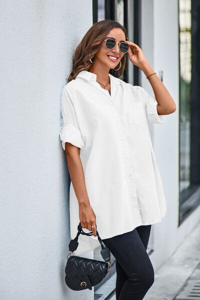 Plus Size Button Up Long Sleeve Shirt