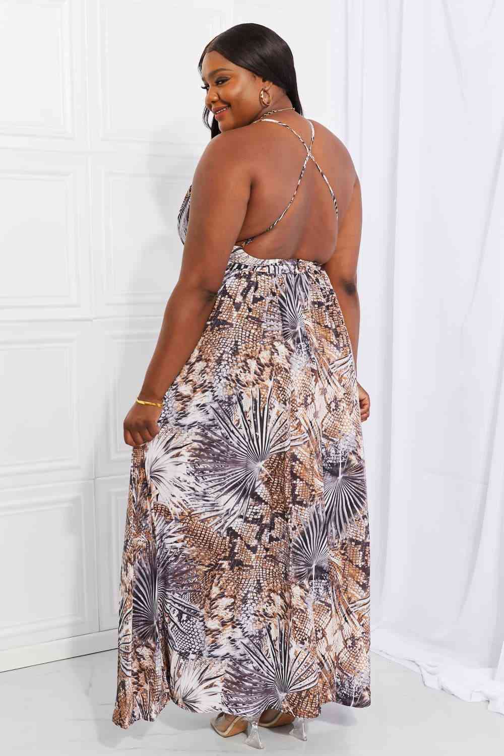 Plus Size Piecing It Together Printed Sleeveless Dress