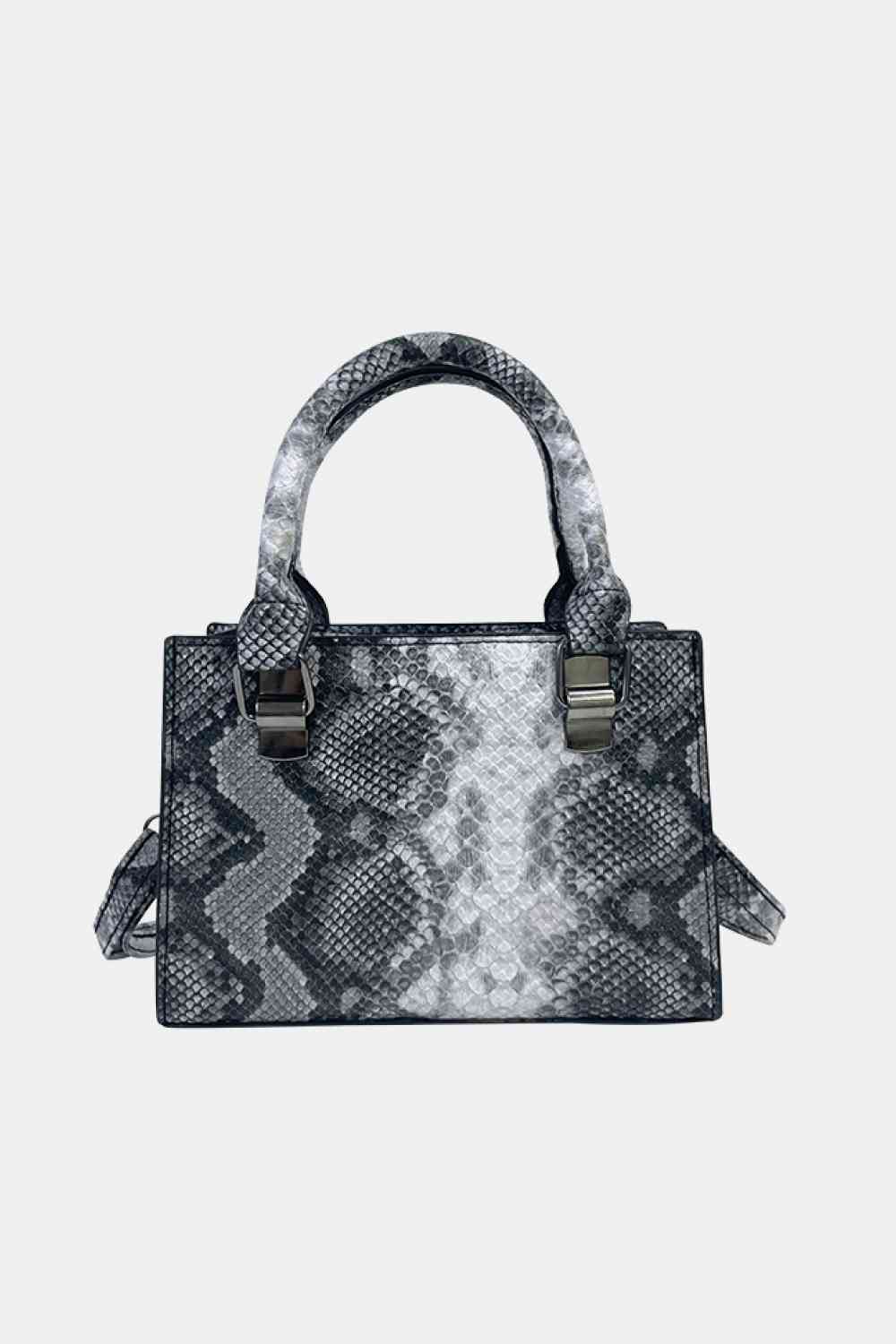 Snakeskin Print Leather Handbag