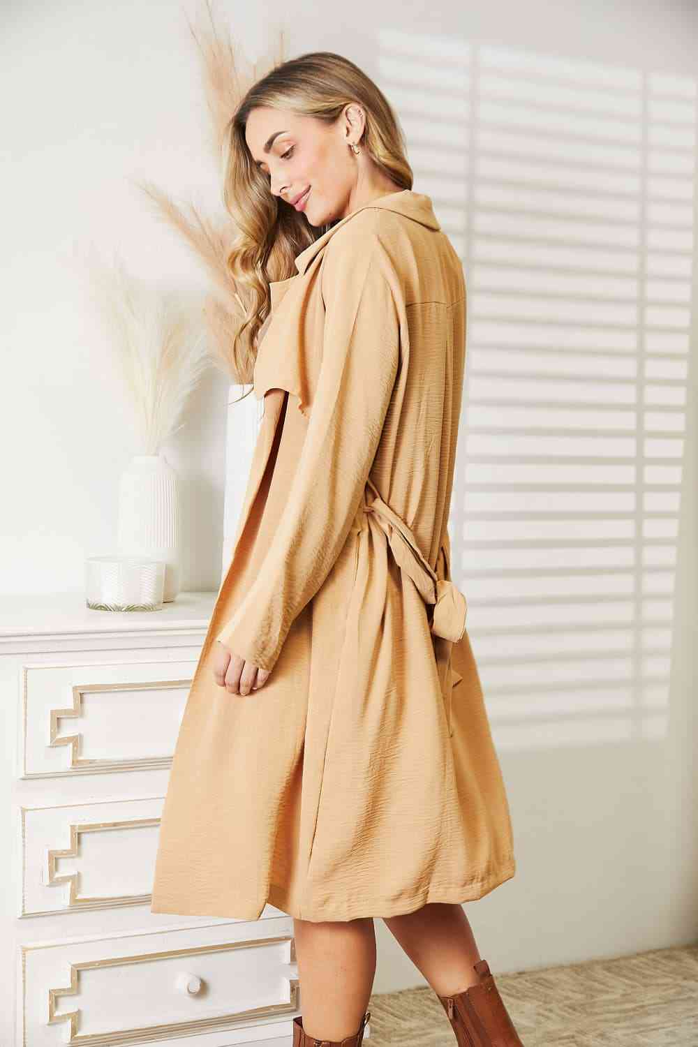 Plus Size Tied Trench Coat with Pockets