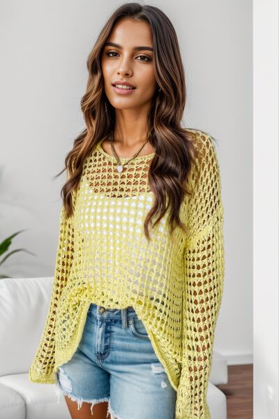 Round Neck Dropped Shoulder Knit Top