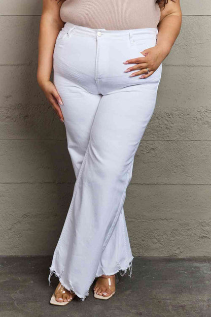 Plus Size High Waist Wide Leg Jeans in White